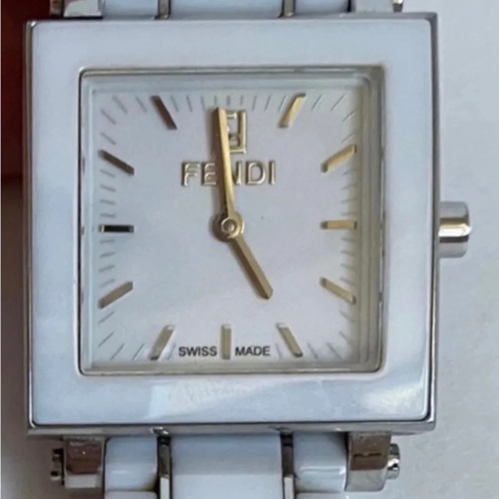 Fendi White Ceramic Square Watch Stainless Steel with Fendi Box - Picture 4 of 15